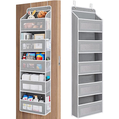 🚪 No-Sway Over-the-Door Storage Rack – 5 Deep Mesh Baskets, 44 lb Capacity
