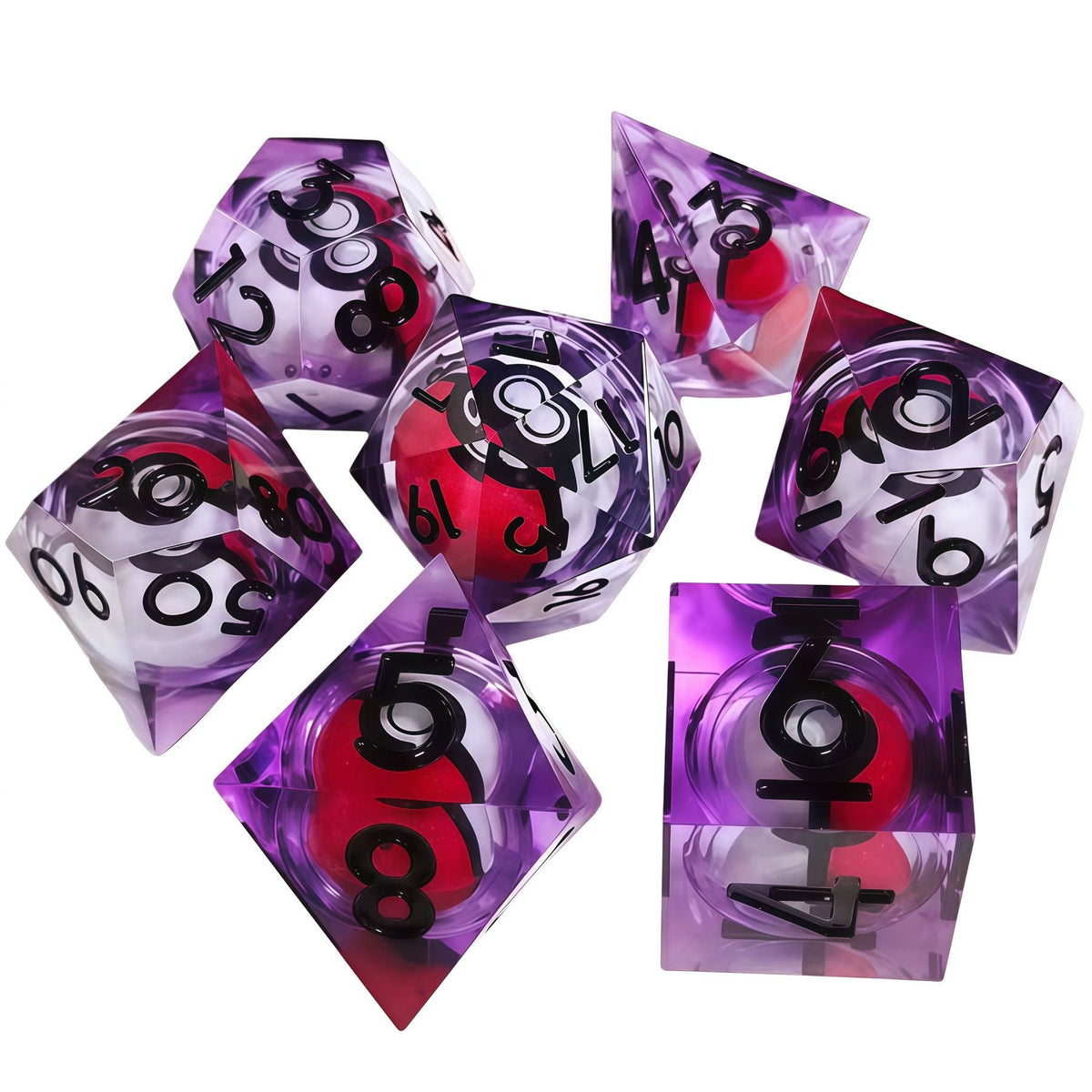 🎲Rotating Eye DND Dice Set – 7-Piece Liquid Core Polyhedral Dice