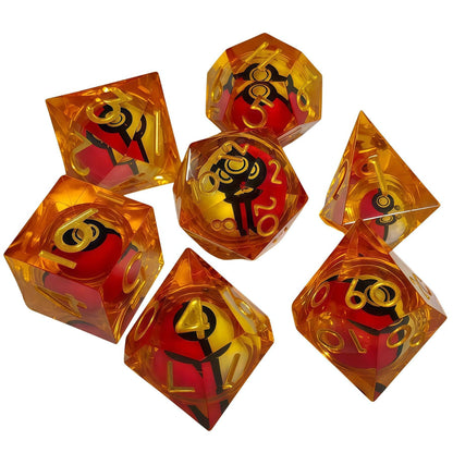 🎲Rotating Eye DND Dice Set – 7-Piece Liquid Core Polyhedral Dice