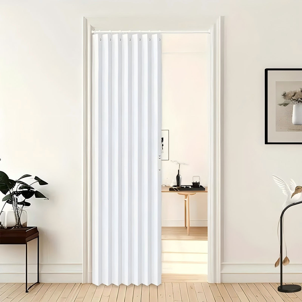 Room Partition Divider Curtains, Pleated Folding Door Curtain for Doorways