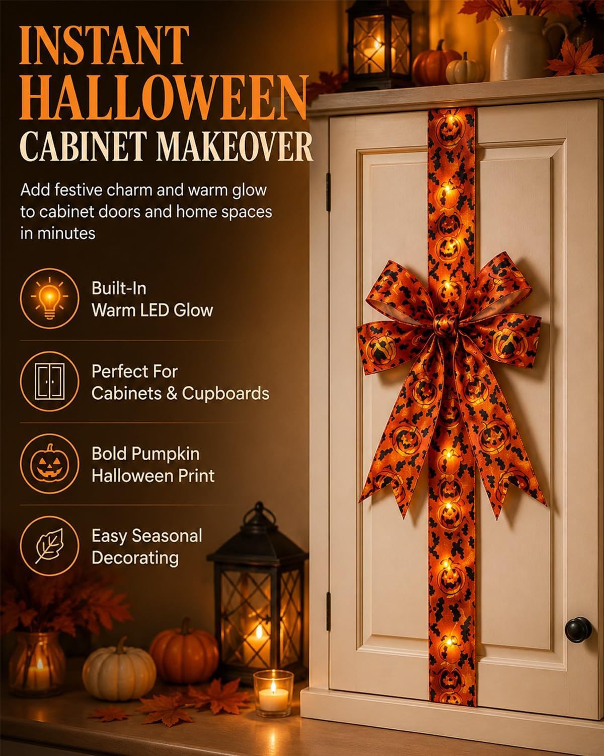 🎃Halloween LED Light‑Up Bow | Spooky Festive Decor 🎇