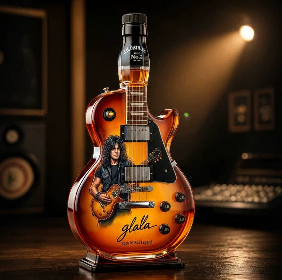 🎸 Vintage Sunburst Electric Guitar Whiskey Decanter | Rock Collectible Bar Gift