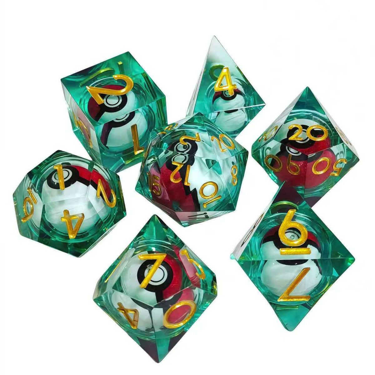 🎲Rotating Eye DND Dice Set – 7-Piece Liquid Core Polyhedral Dice
