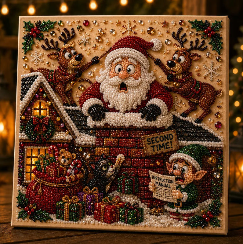 🎅🎄Funny Christmas Diamond Painting Kit | Humorous Festive DIY Bead Art Wall Decor 🎁