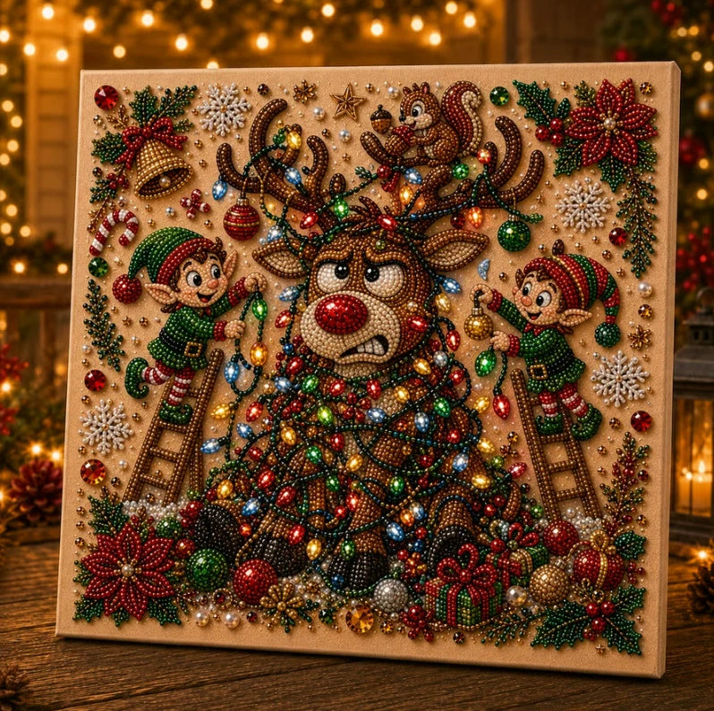 🎅🎄Funny Christmas Diamond Painting Kit | Humorous Festive DIY Bead Art Wall Decor 🎁