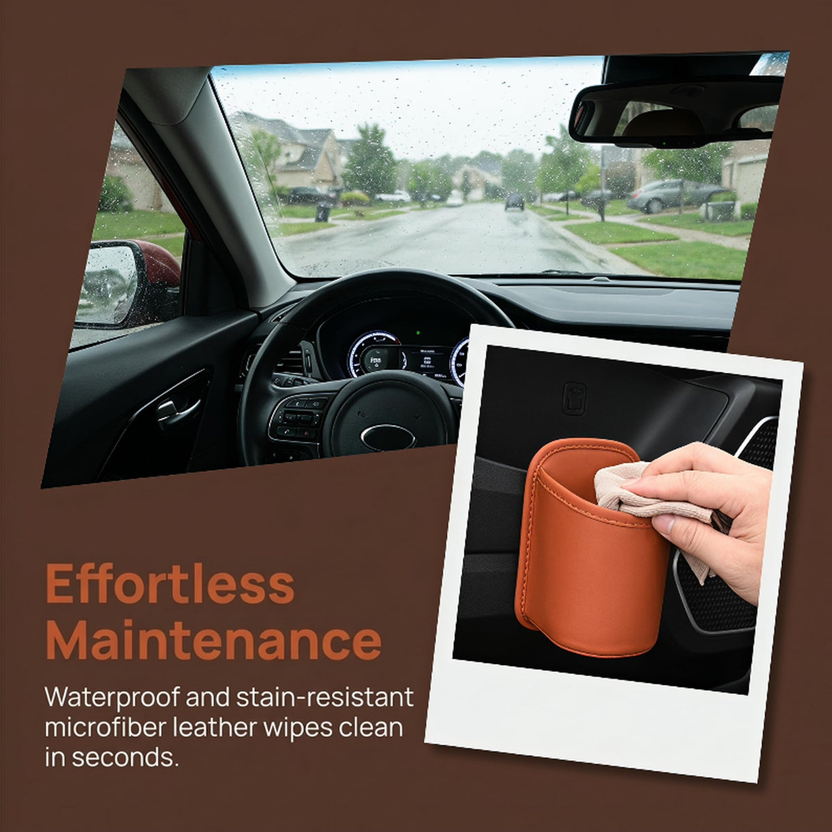 2-Pack Leather Car Cup Holders 🚗 – Clip-On Drink & Phone Organizers