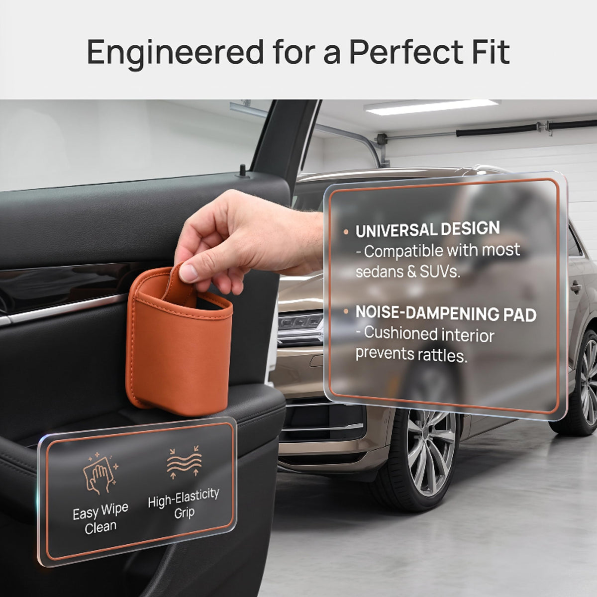 2-Pack Leather Car Cup Holders 🚗 – Clip-On Drink & Phone Organizers