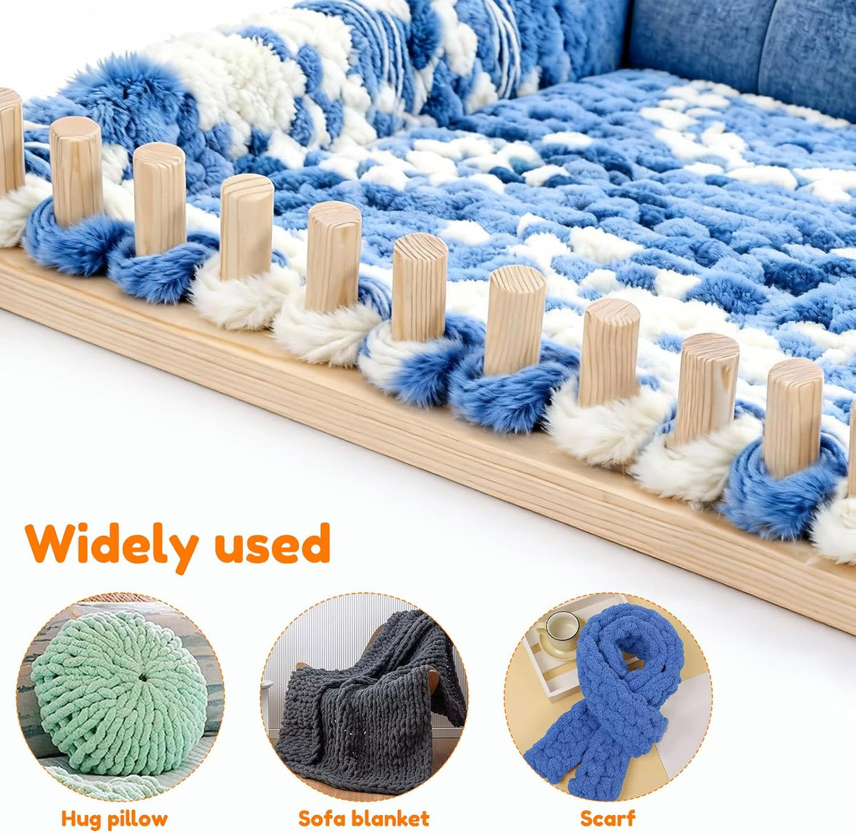 🧶 Portable Wooden Weaving Loom for Chunky Yarn | Adjustable Frame for Cozy DIY Blankets & Throws 🪵