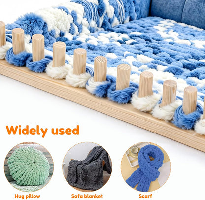 🧶 Portable Wooden Weaving Loom for Chunky Yarn | Adjustable Frame for Cozy DIY Blankets & Throws 🪵