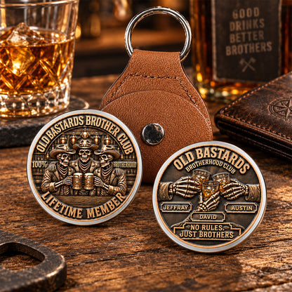 🤝🪙 Brotherhood Never Fades – Personalized Pocket Hug Coin Keychain