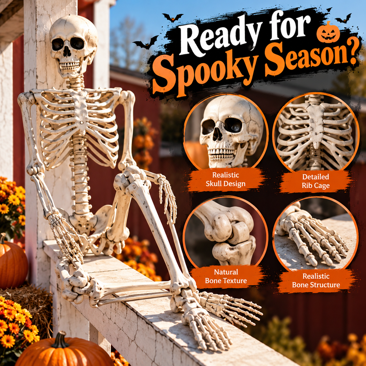 🔥 Halloween Skeleton Decoration – Spooky & Funny Porch Display
