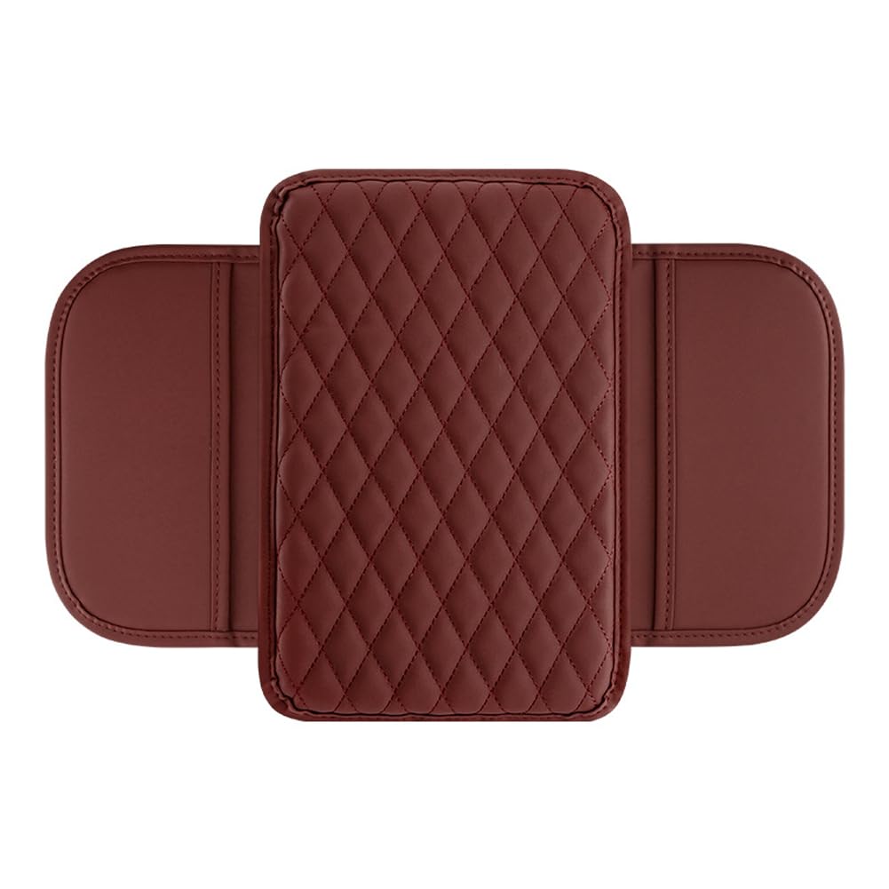 🚗 Leather Console Armrest Cushion with Dual Storage Pockets – Universal Lid Protector & Car Organizer
