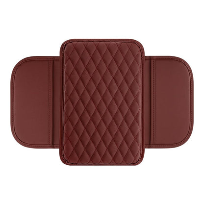 🚗 Leather Console Armrest Cushion with Dual Storage Pockets – Universal Lid Protector & Car Organizer