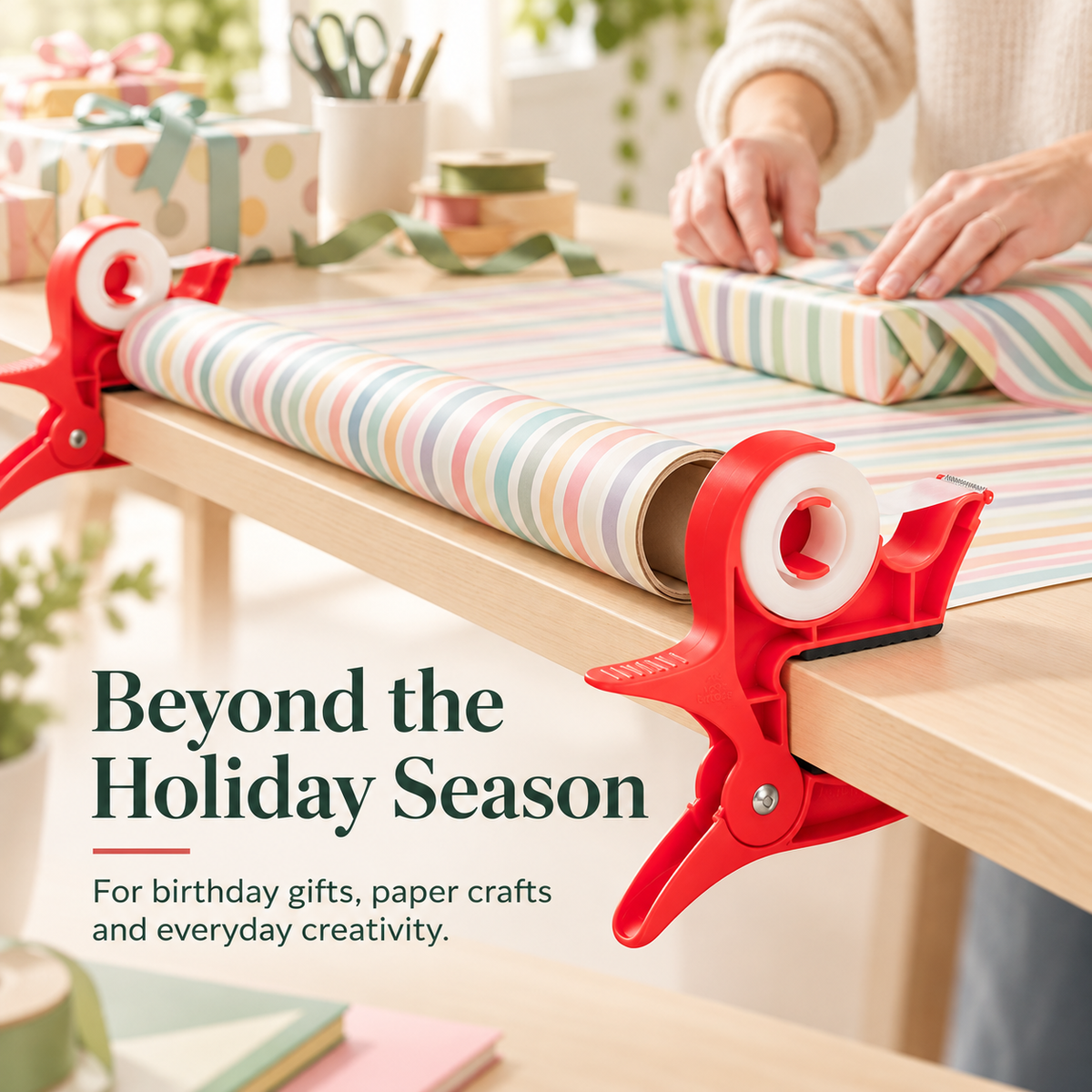 Hands-Free Gift Wrapping Helper 🎁 – Paper Holder & Tape Dispenser
