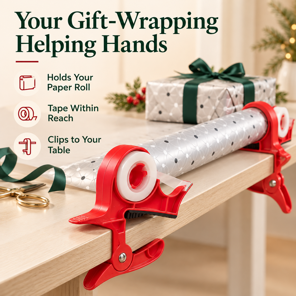 Hands-Free Gift Wrapping Helper 🎁 – Paper Holder & Tape Dispenser