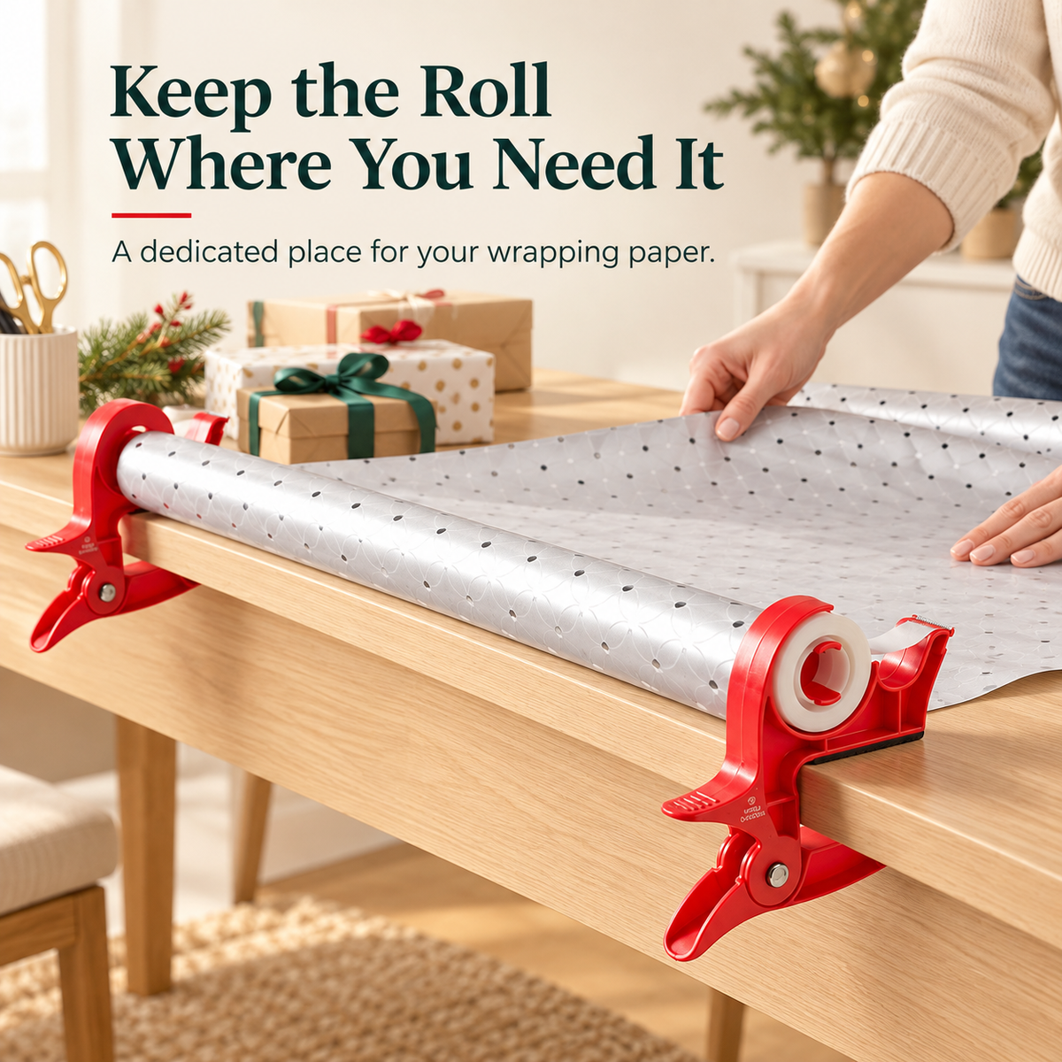 Hands-Free Gift Wrapping Helper 🎁 – Paper Holder & Tape Dispenser