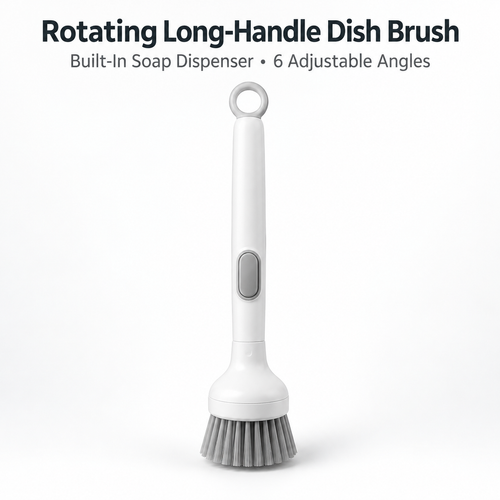 🧽 Adjustable Long-Handle Dish Brush with Built-In Soap Dispenser
