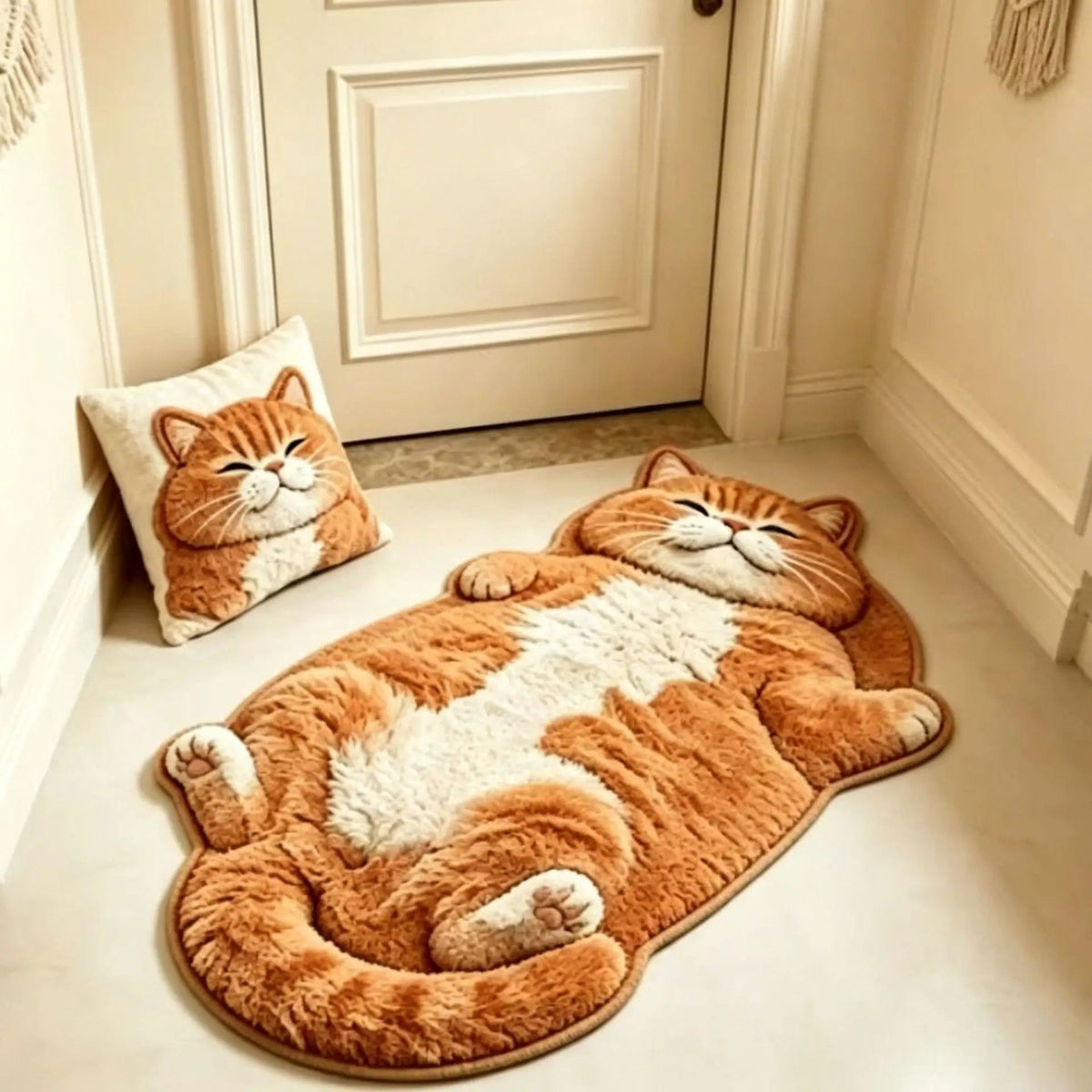 Chubby Tabby Cat Rug 🐱 – Cute Cat-Shaped Floor Accent