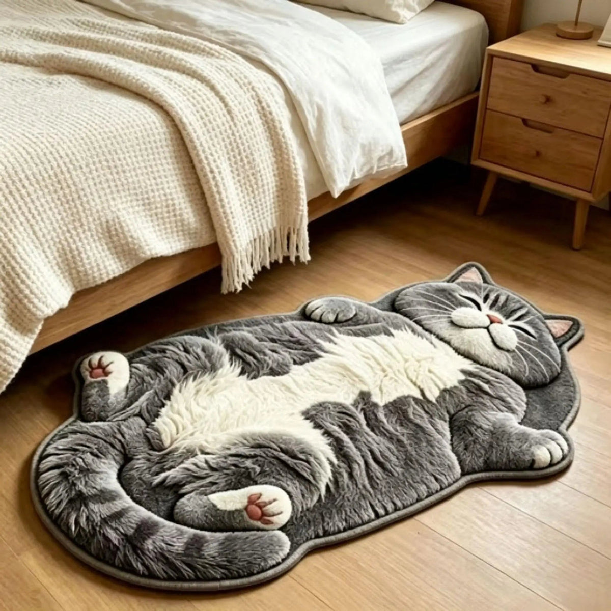 Chubby Tabby Cat Rug 🐱 – Cute Cat-Shaped Floor Accent