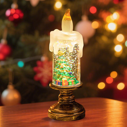 Christmas Snow Globe Candles ❄️ – Battery-Powered Glittering LED Tapers
