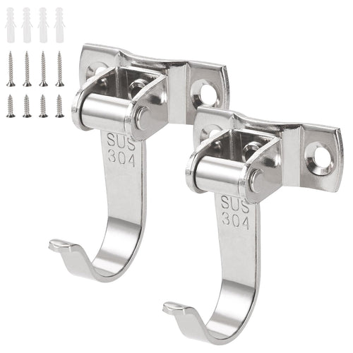 🪝 2-Pack 360° Swivel Wall Hooks – Heavy-Duty J-Shaped Hangers