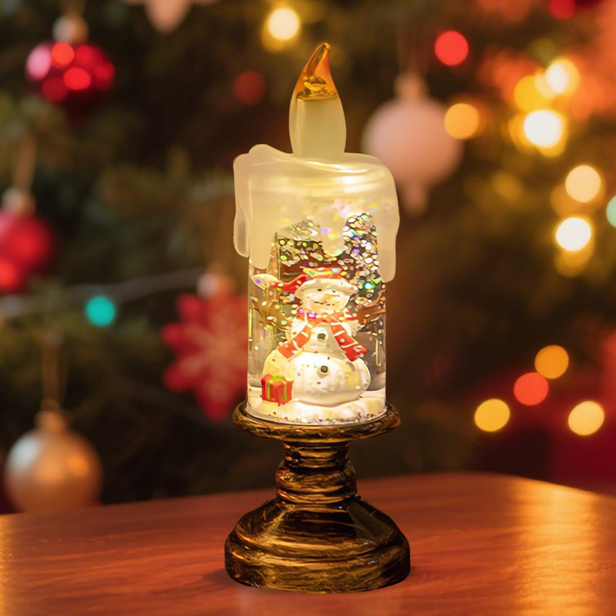Christmas Snow Globe Candles ❄️ – Battery-Powered Glittering LED Tapers