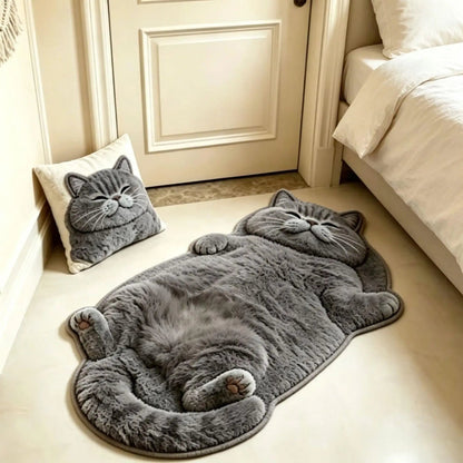 Chubby Tabby Cat Rug 🐱 – Cute Cat-Shaped Floor Accent