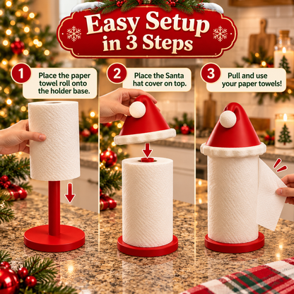 🎅 Santa Hat Paper Towel Holder – Festive Christmas Kitchen Accent