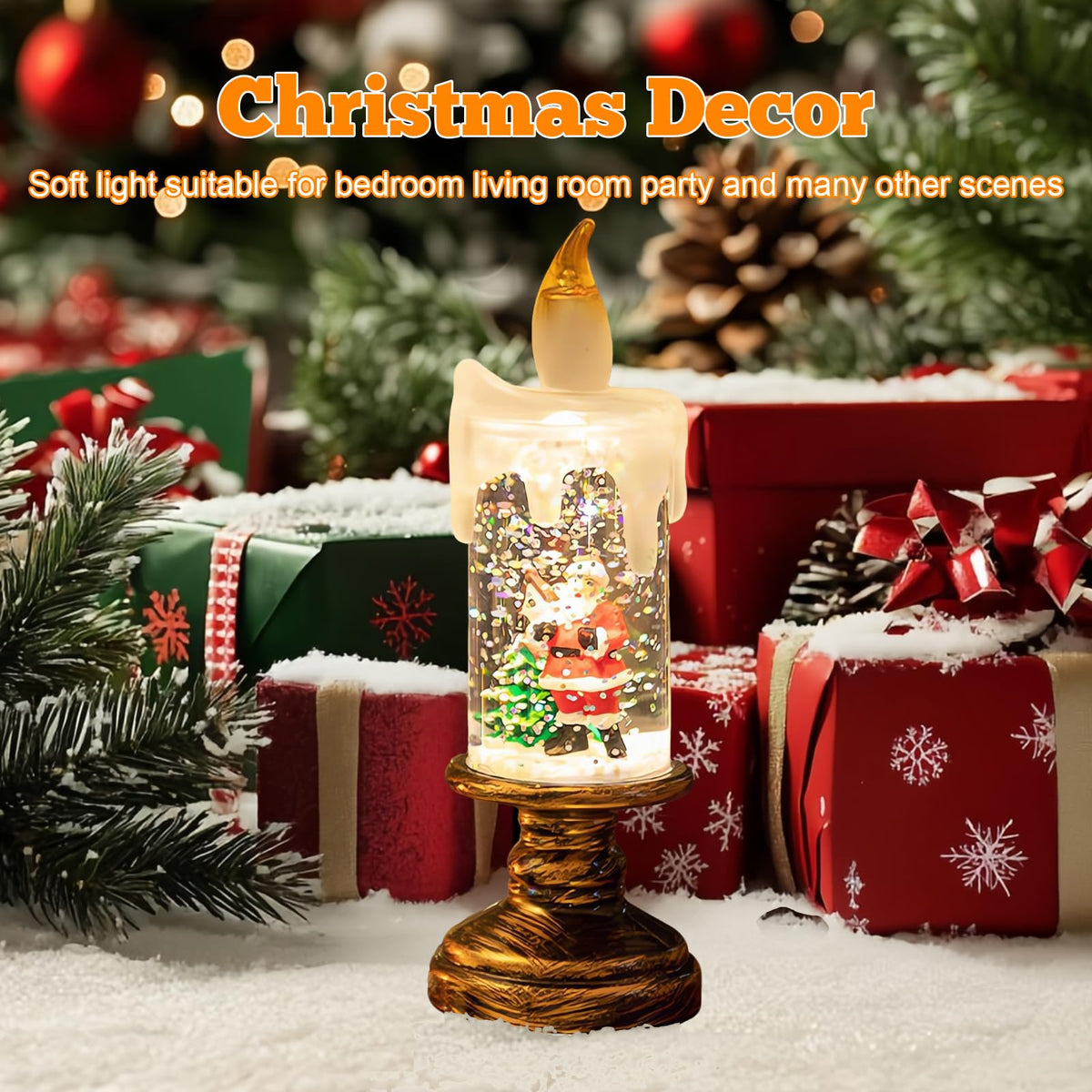 Christmas Snow Globe Candles ❄️ – Battery-Powered Glittering LED Tapers