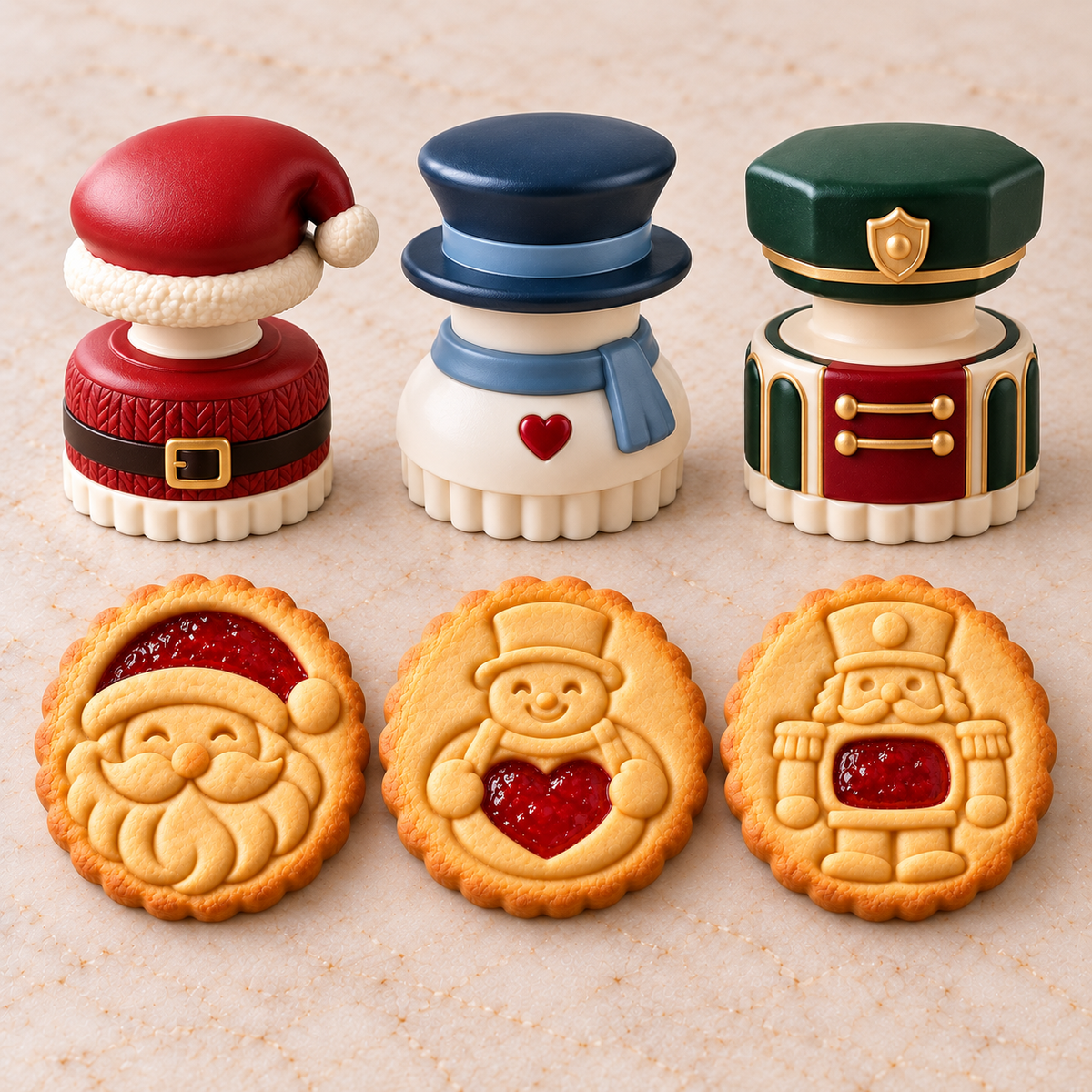 🎅🍪 Christmas Jam-Filled Cookie Stamp Molds – 🎄6 Festive Designs for Holiday Baking