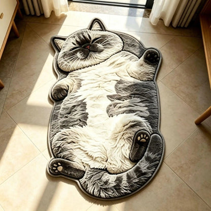 Chubby Tabby Cat Rug 🐱 – Cute Cat-Shaped Floor Accent