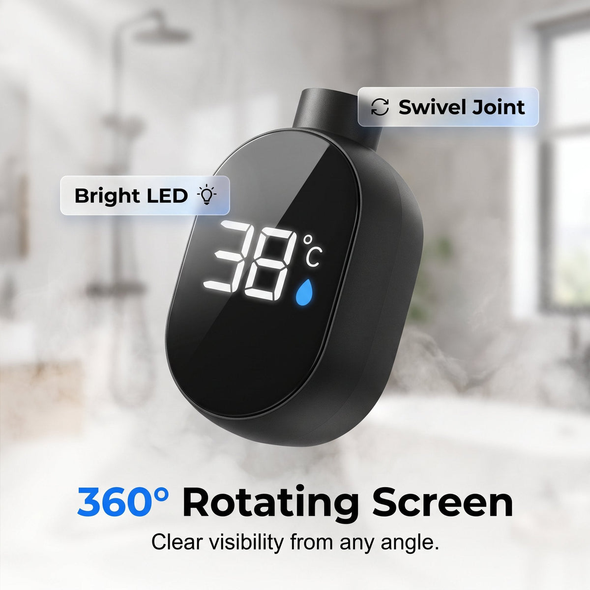 🚿 2-Pack Smart LED Shower Thermometers – Easy Temperature Monitoring