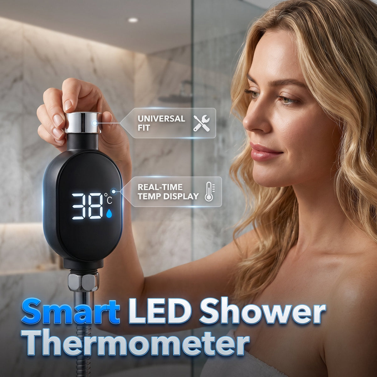 🚿 2-Pack Smart LED Shower Thermometers – Easy Temperature Monitoring