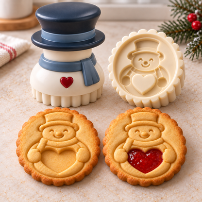 🎅🍪 Christmas Jam-Filled Cookie Stamp Molds – 🎄6 Festive Designs for Holiday Baking
