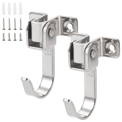 🪝 2-Pack 360° Swivel Wall Hooks – Heavy-Duty J-Shaped Hangers