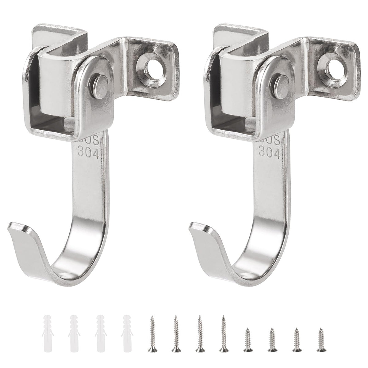🪝 2-Pack 360° Swivel Wall Hooks – Heavy-Duty J-Shaped Hangers