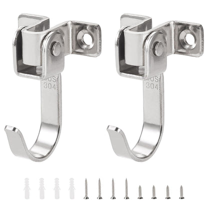 🪝 2-Pack 360° Swivel Wall Hooks – Heavy-Duty J-Shaped Hangers