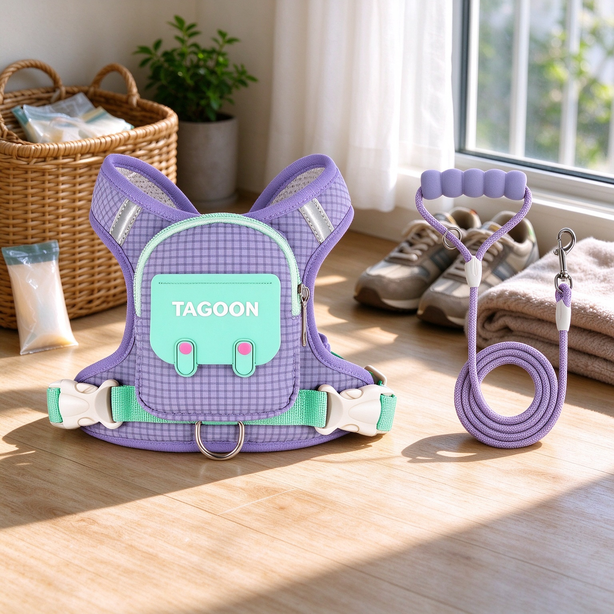 Walk-Ready Dog Harness & Leash Set 🐕 – All-in-One Everyday Pet Walking Gear