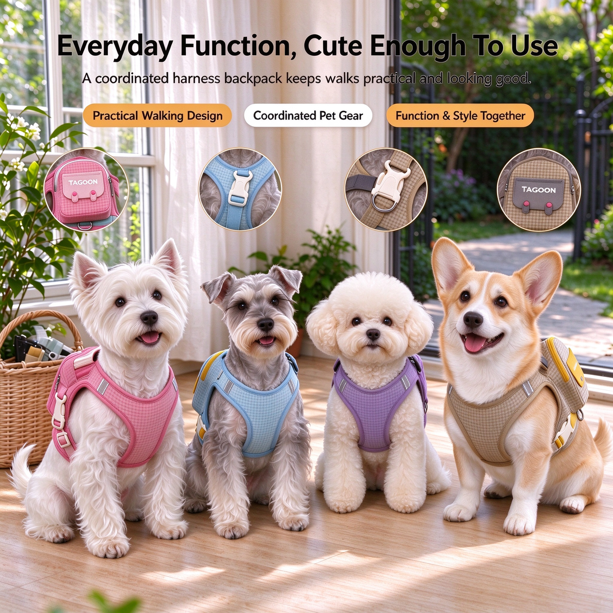 Walk-Ready Dog Harness & Leash Set 🐕 – All-in-One Everyday Pet Walking Gear
