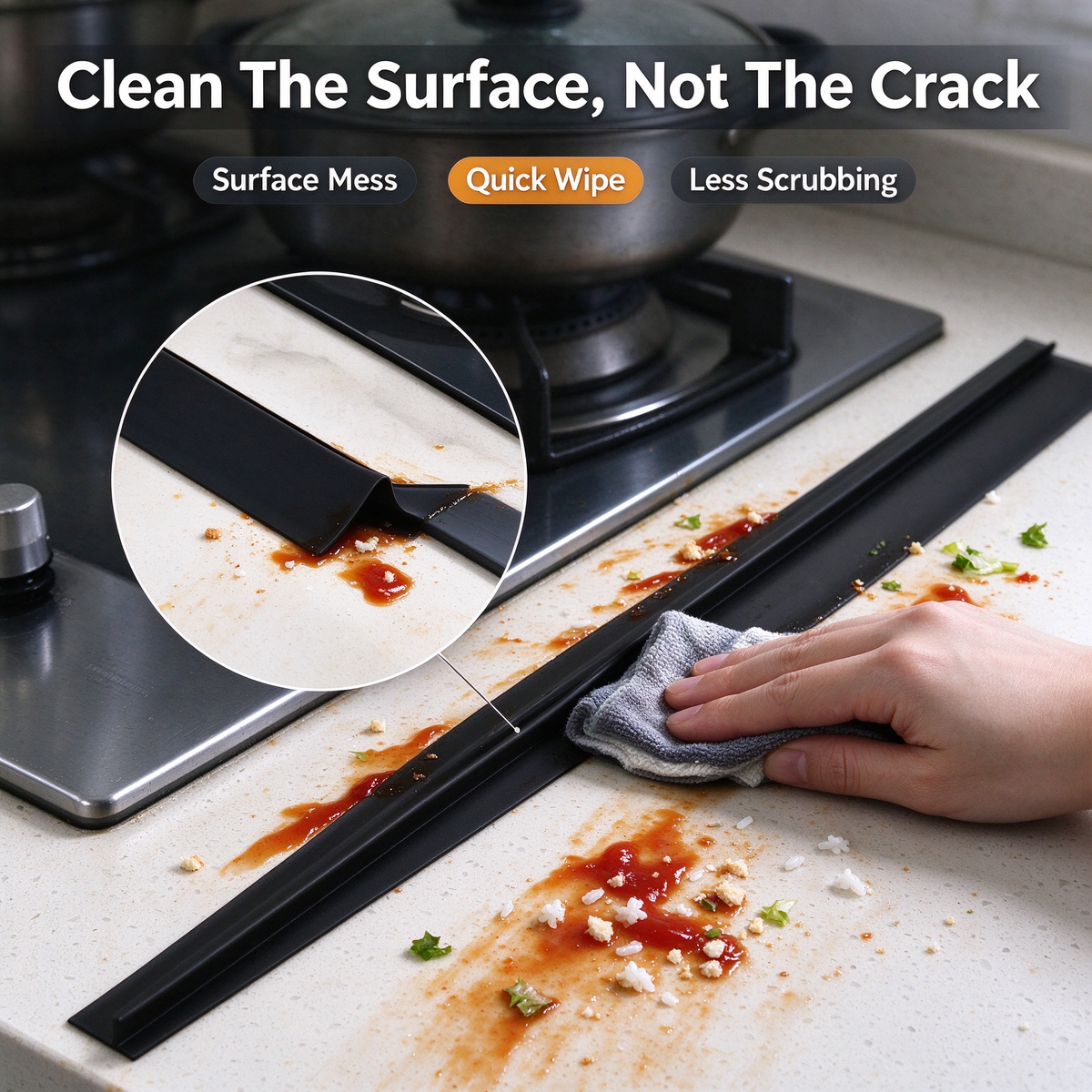 2-Pack Silicone Stove Gap Covers 🍳 – Flexible Seals for Countertop Cracks