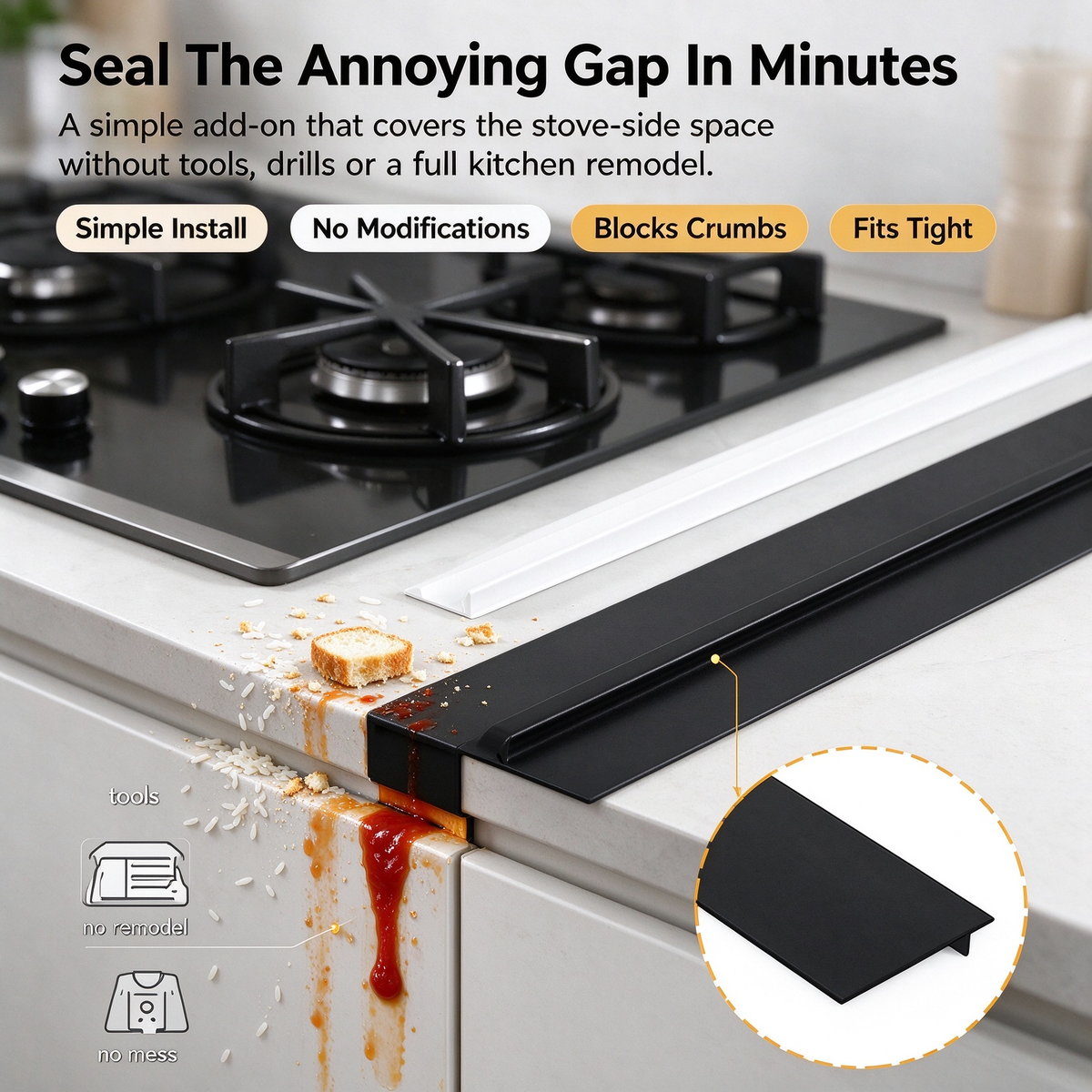 2-Pack Silicone Stove Gap Covers 🍳 – Flexible Seals for Countertop Cracks