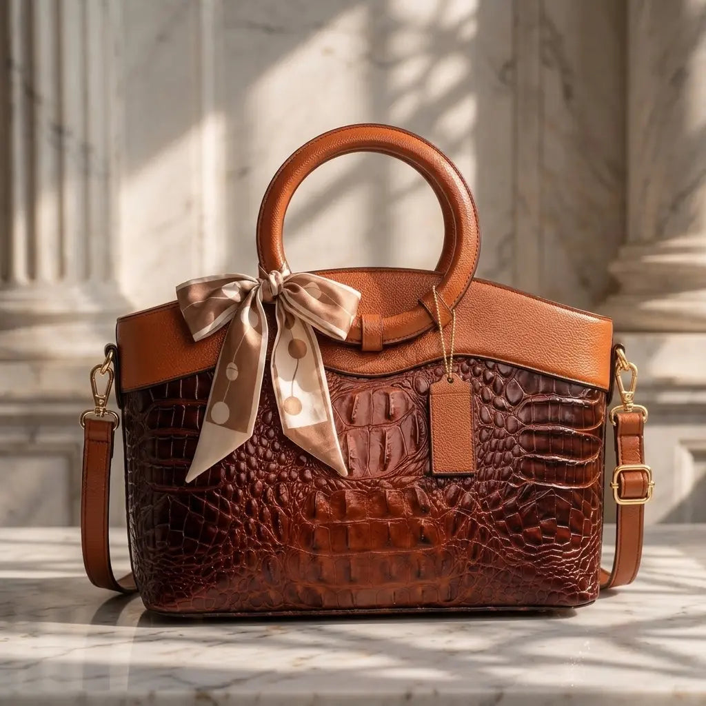 Heritage Embossed Leather Bag – Refined Old-World Charm ✨