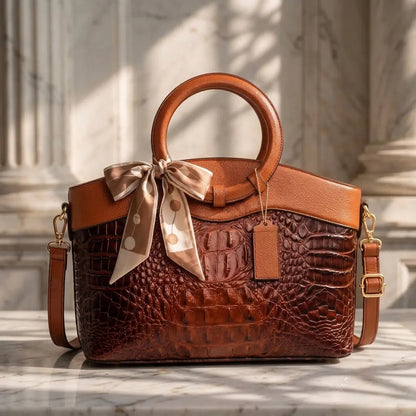 Heritage Embossed Leather Bag – Refined Old-World Charm ✨