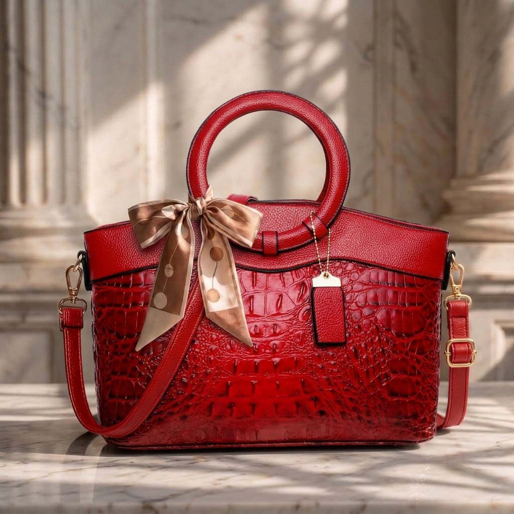 Heritage Embossed Leather Bag – Refined Old-World Charm ✨