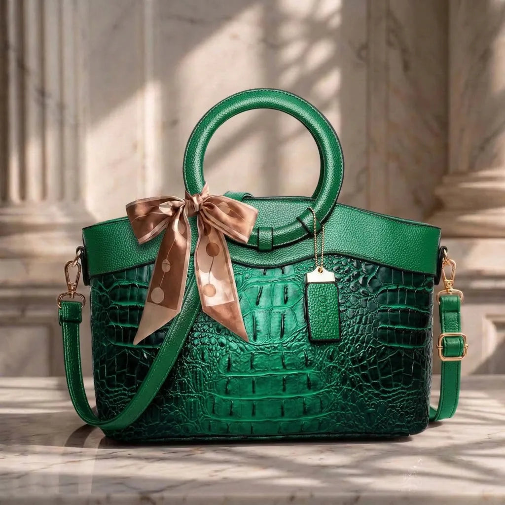 Heritage Embossed Leather Bag – Refined Old-World Charm ✨