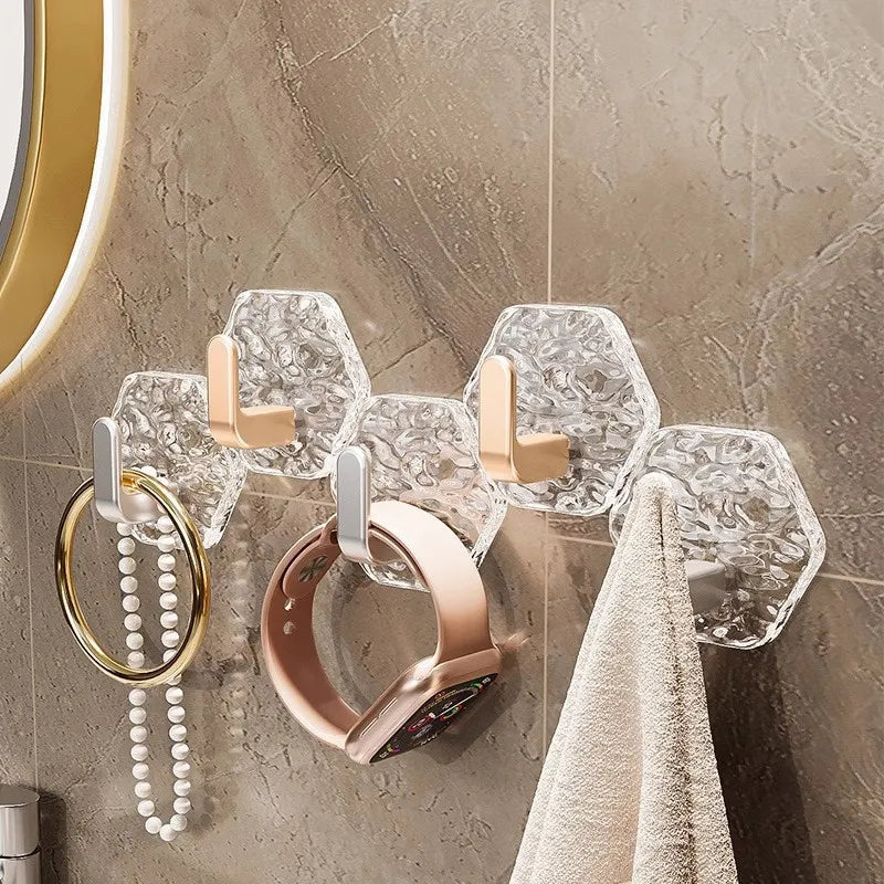 🔥✨10 Pack Hexagonal Ripple Heavy Duty Hooks for Bathroom, Kitchen & Household Organization