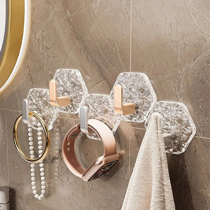 🔥✨10 Pack Hexagonal Ripple Heavy Duty Hooks for Bathroom, Kitchen & Household Organization