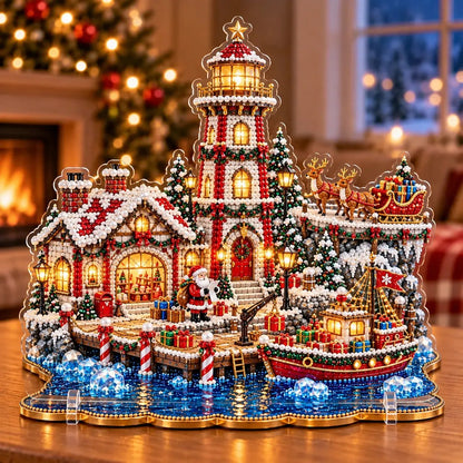 ✨ Premium Parel Kerstvuurtoren Diamond Painting-kunstset | Luxe, fluweelzacht canvas met krasbestendige, kleurvaste parelkralen – DIY-kerstdecoratie 🎅⛄️❄️