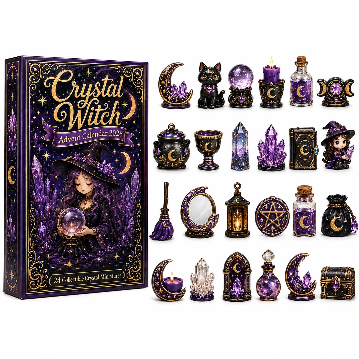 ⏳ Last Day 49% OFF – 🔮 2026 Crystal Witch Advent Calendar | 24 Days of Mystical Miniatures, Crystal-Inspired Surprises & Witchy Fantasy Charm ✨