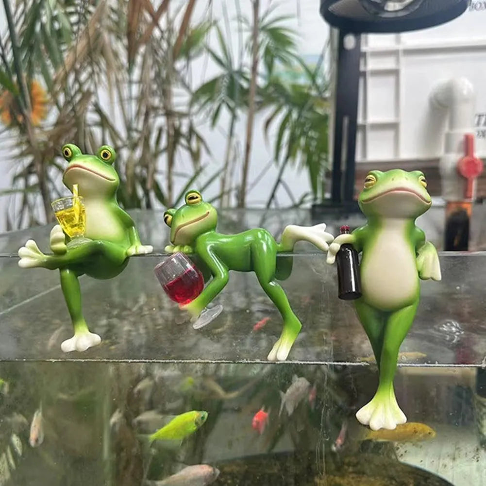 🐸Resin Frog Figurines Planter Decor - Whimsical Little Cute Frog Statue for Plant Pot
